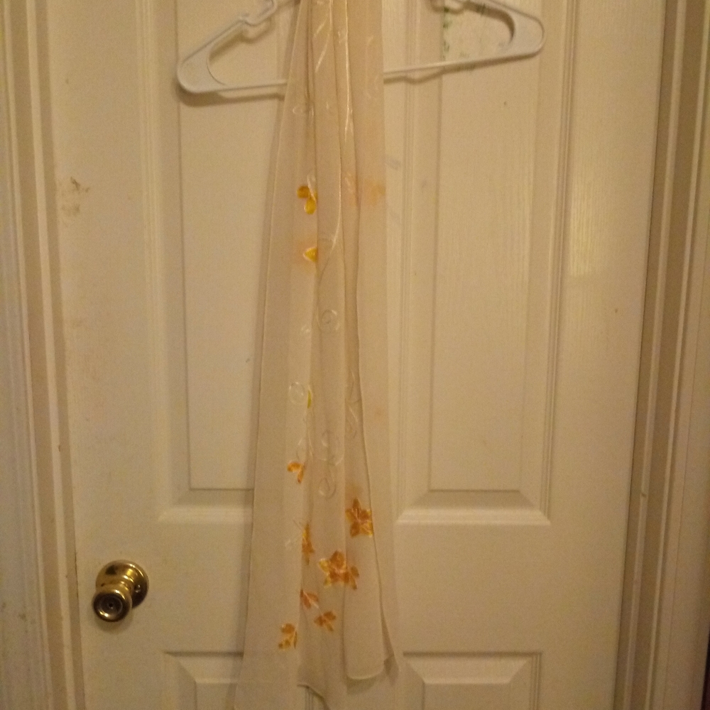 Beige scarf with yellow flowers
